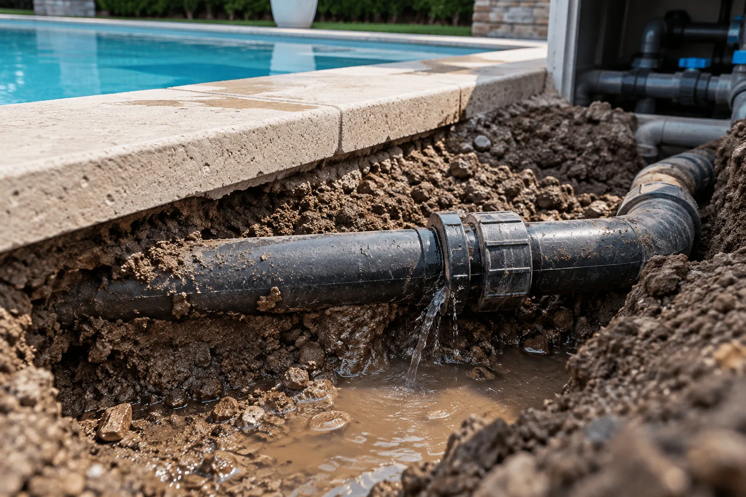 Fuite de canalisation sous la piscine