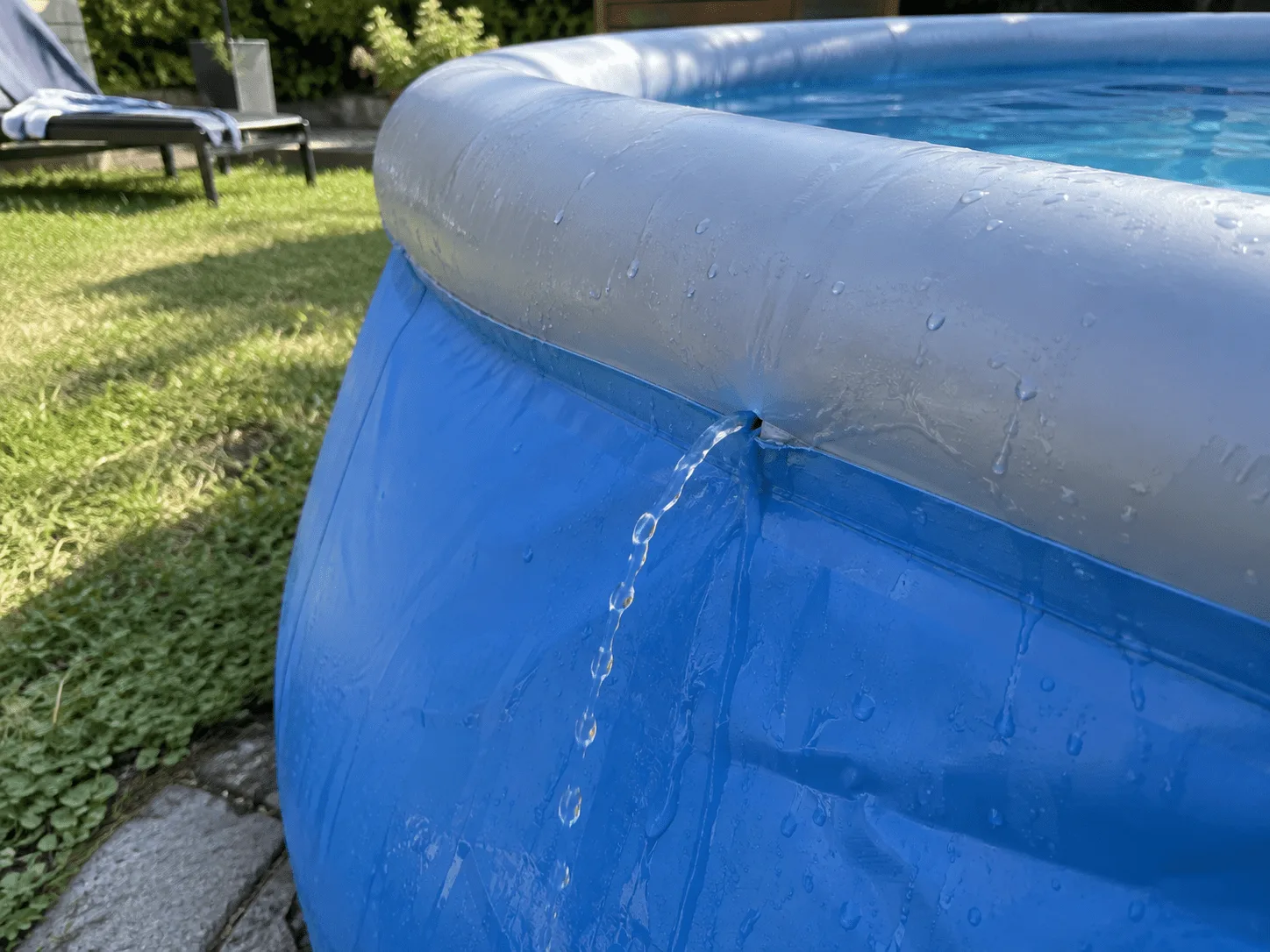 Fuite d’eau sur piscine gonflable