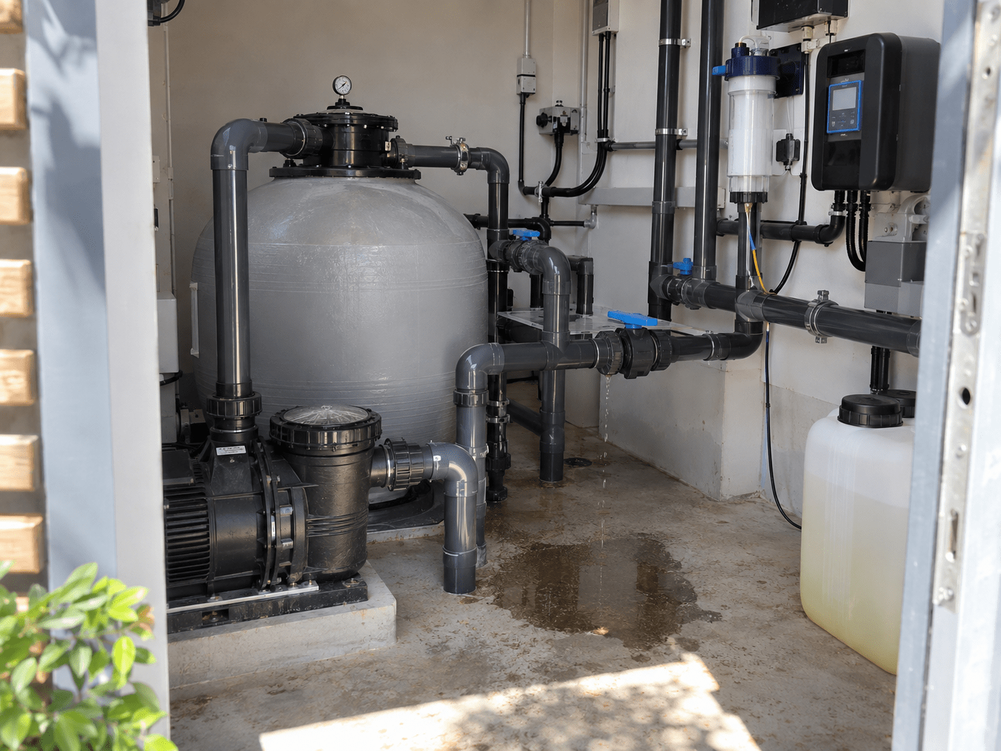 Local technique de filtration de piscine