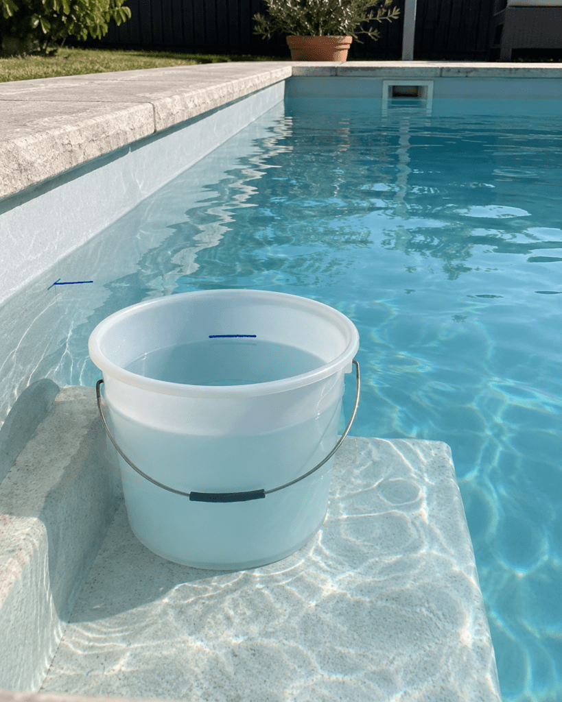 Test du seau pour vérifier une perte d'eau anormale dans une piscine