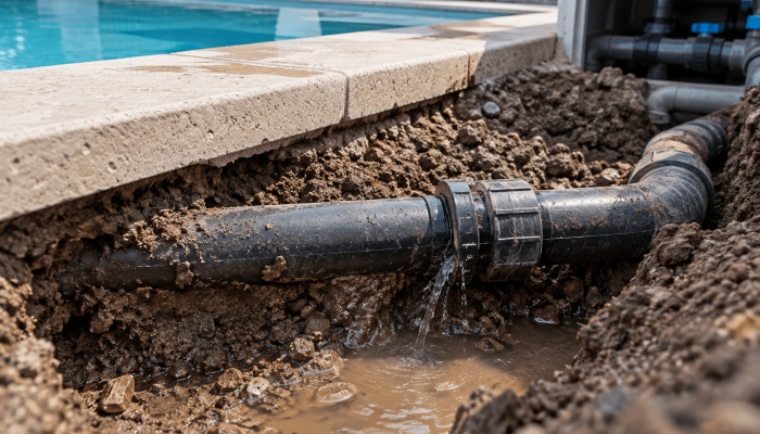 Fuite de canalisation sous la piscine
